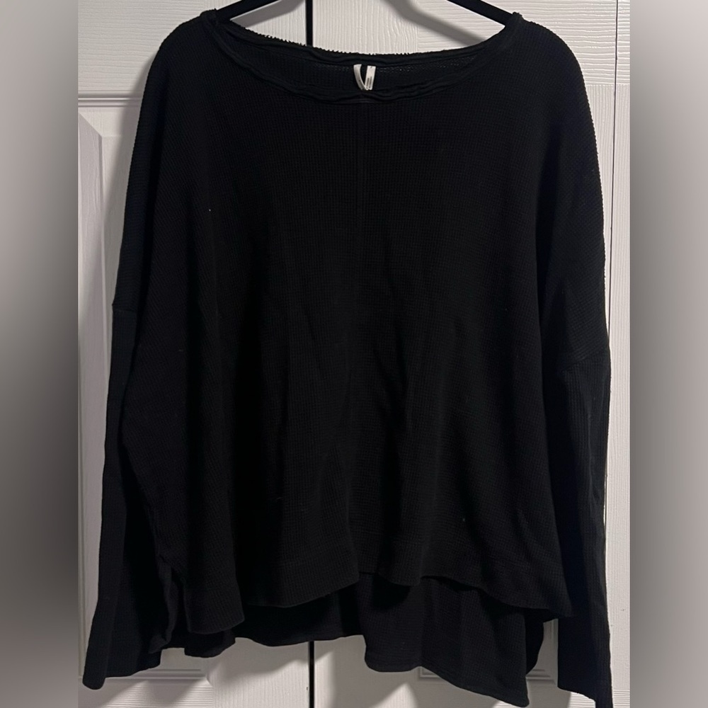 Anthropologie Black Waffle Knit Top (Holly's Personal Collection)